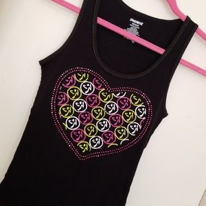 Zumba Heart Rhinstone Sleeveless Tank Top